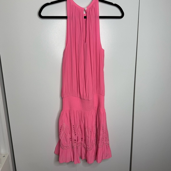 Ramy Brook - Tilly Smocked Mini Dress high neck pink eyelet - XS NWT - Picture 10 of 12